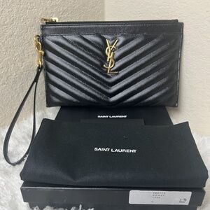 Saint Laurent Monogram Matelasse Wristlet Chevron Wristlet